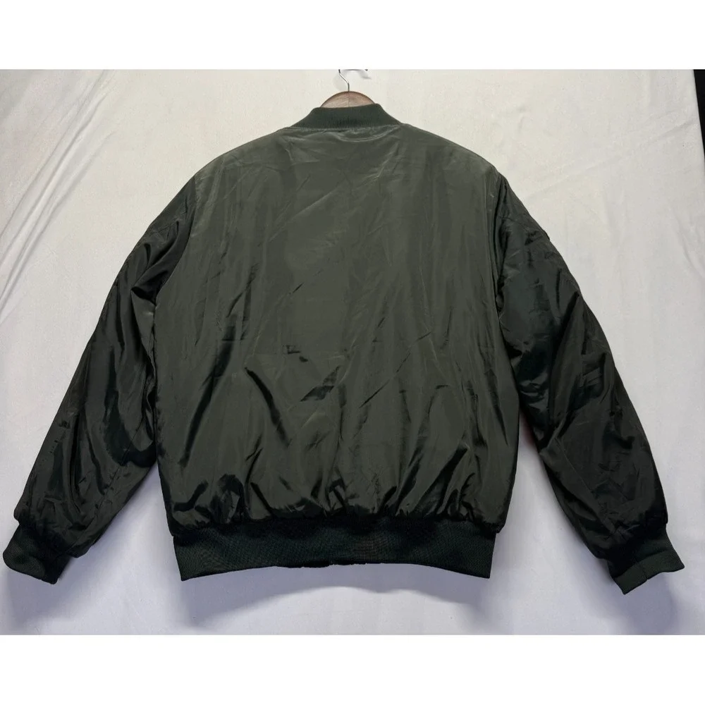 Original Deluxe Flight Bomber Jacket Mens Medium Olive Green Patch Logo Full Zip